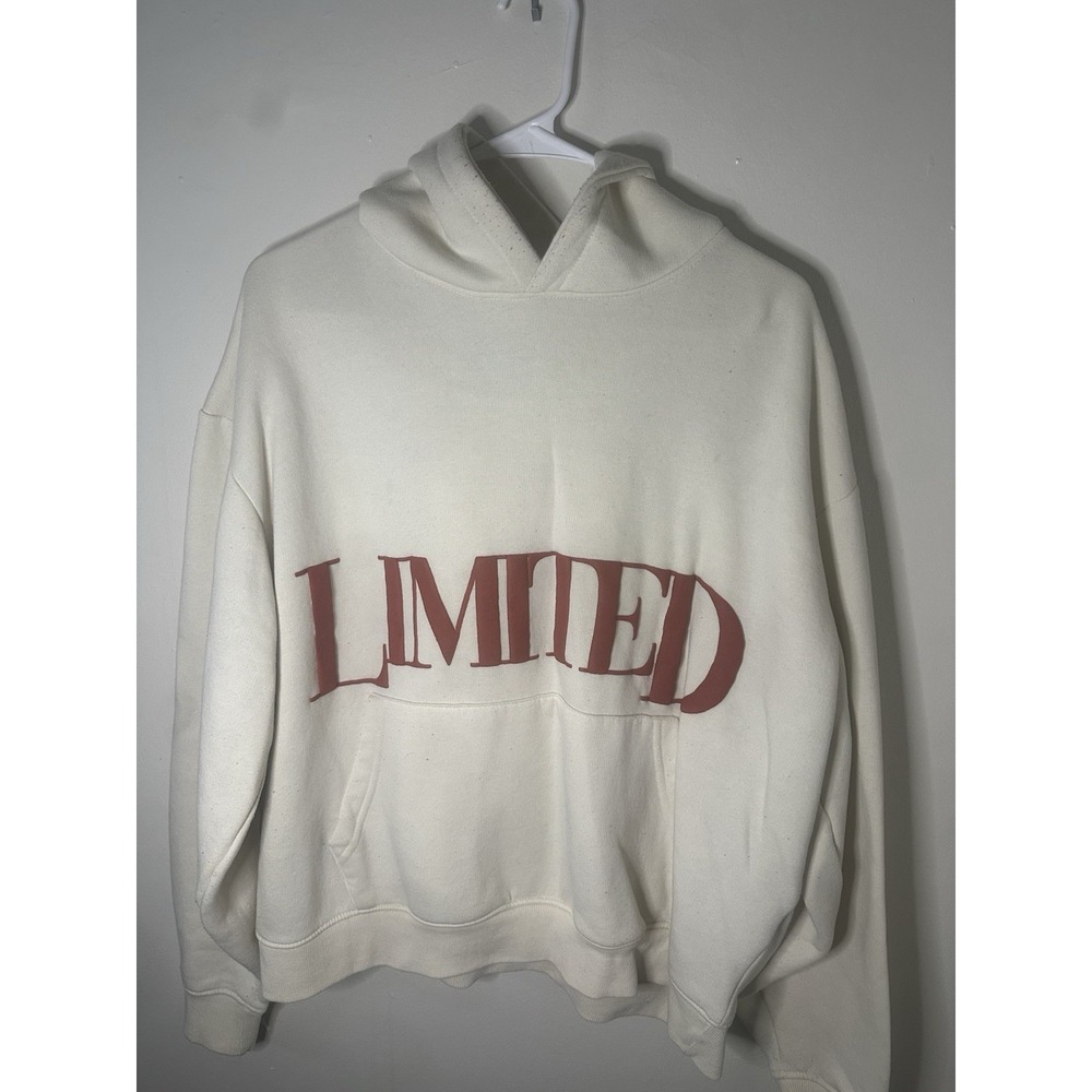 boohooMAN Men's White Logo Graphic Pullover Hoodie Pockets Long Sleeve M